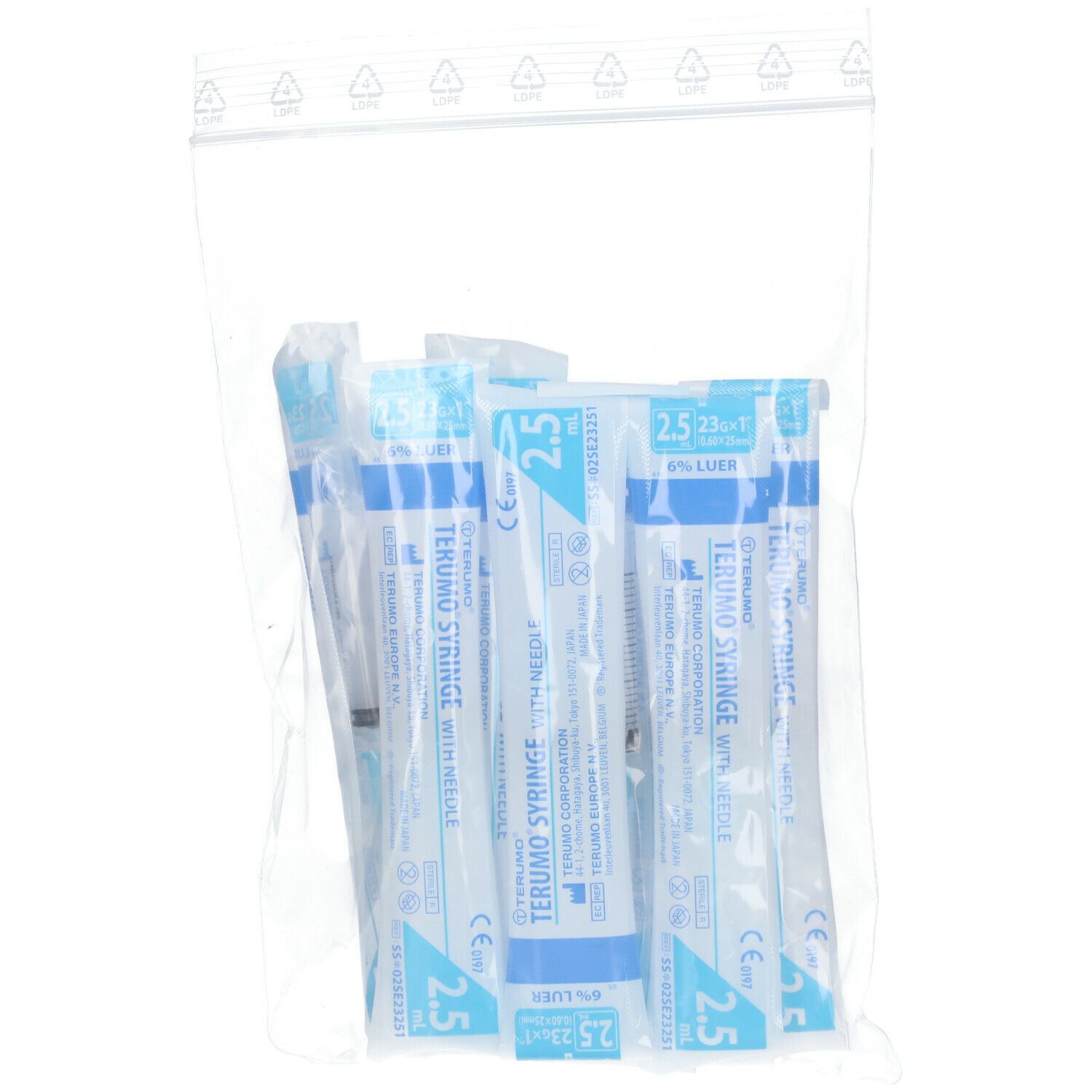 Terumo Seringue jetable 2 ml + Aiguille 23 G Bleu