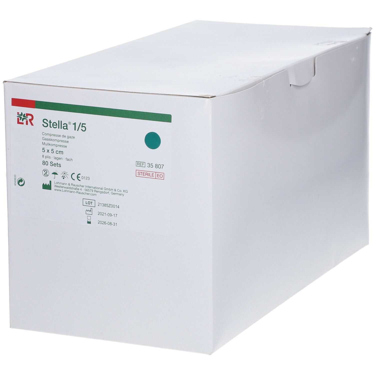 L&R Stella® 1/5 Compresse de gaze 5 x 5 cm