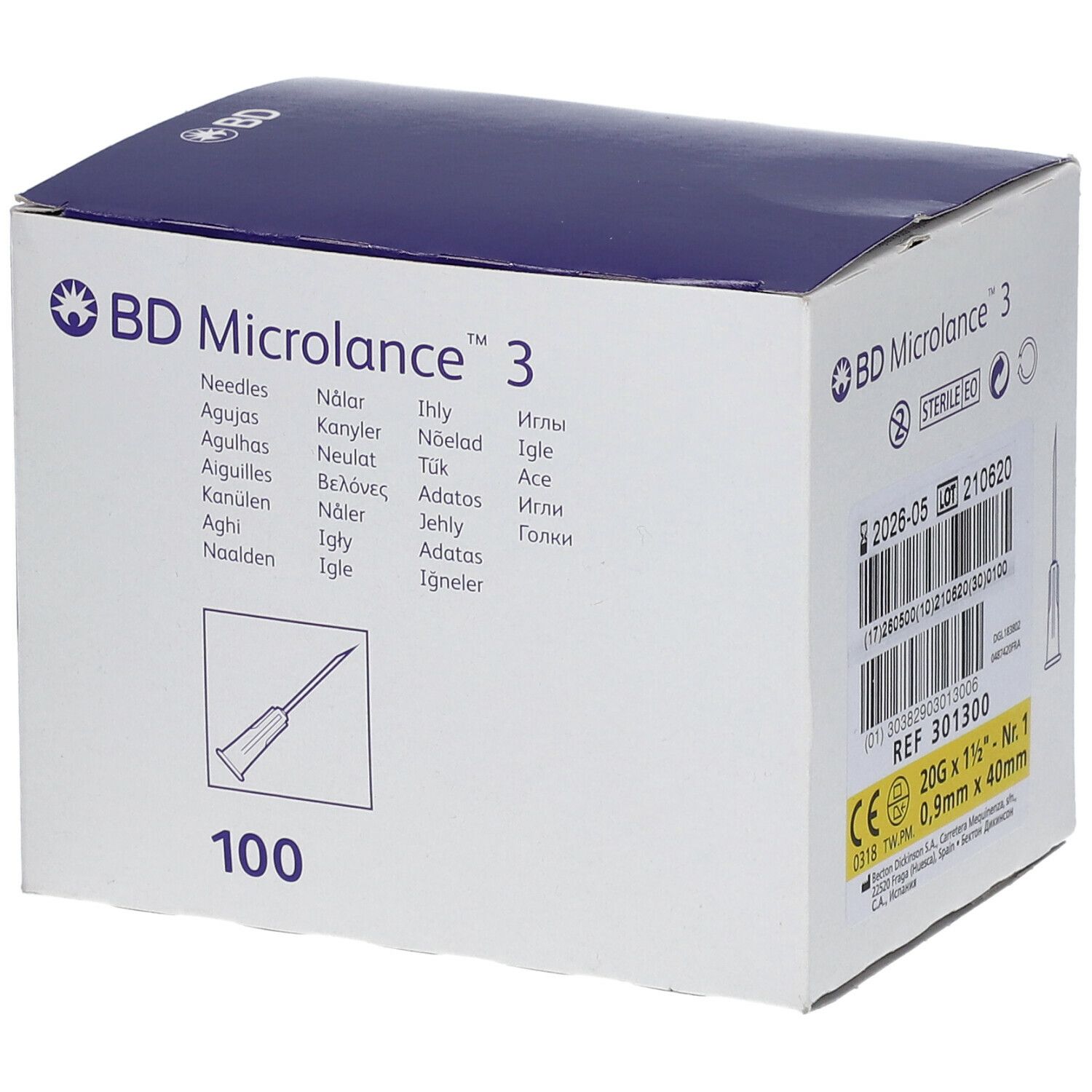 BD Microlance™3 Aiguilles 20G 1 1/2 (0, x 40 mm) Jaune