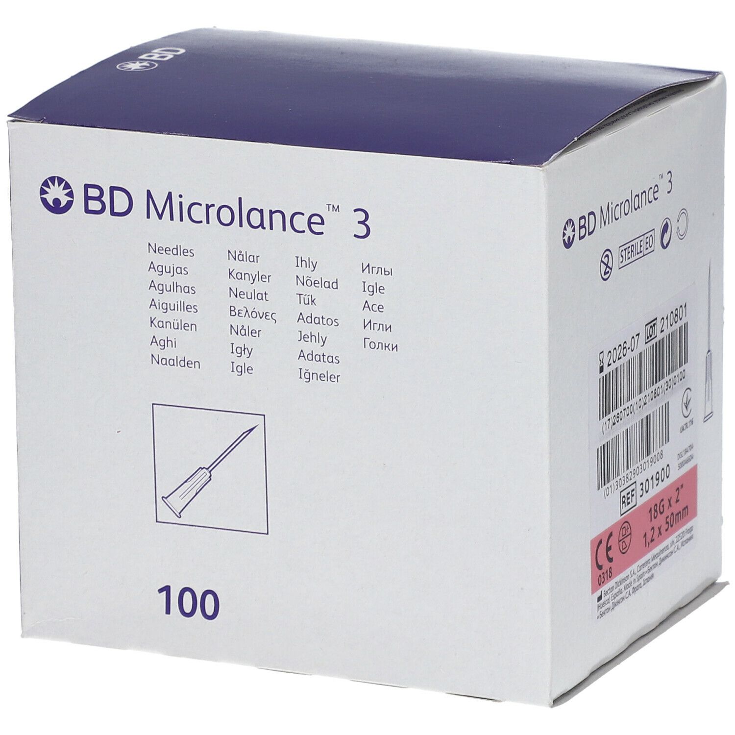 BD Microlance™3 Aiguilles 18G (1,2 x 50 mm)