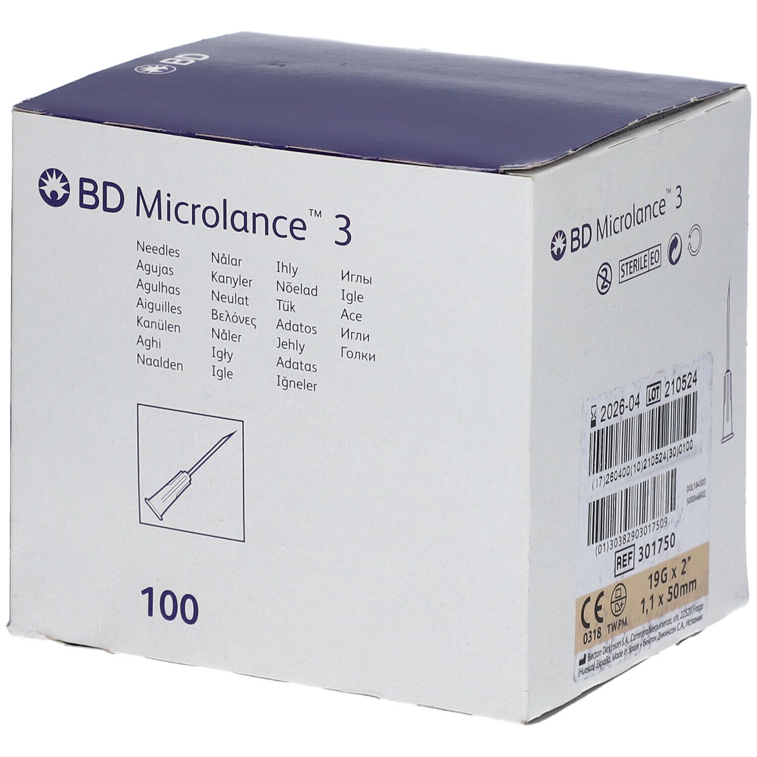 BD Microlance™3 Aiguilles 19G 2 (1,1 x 50 mm) Crème