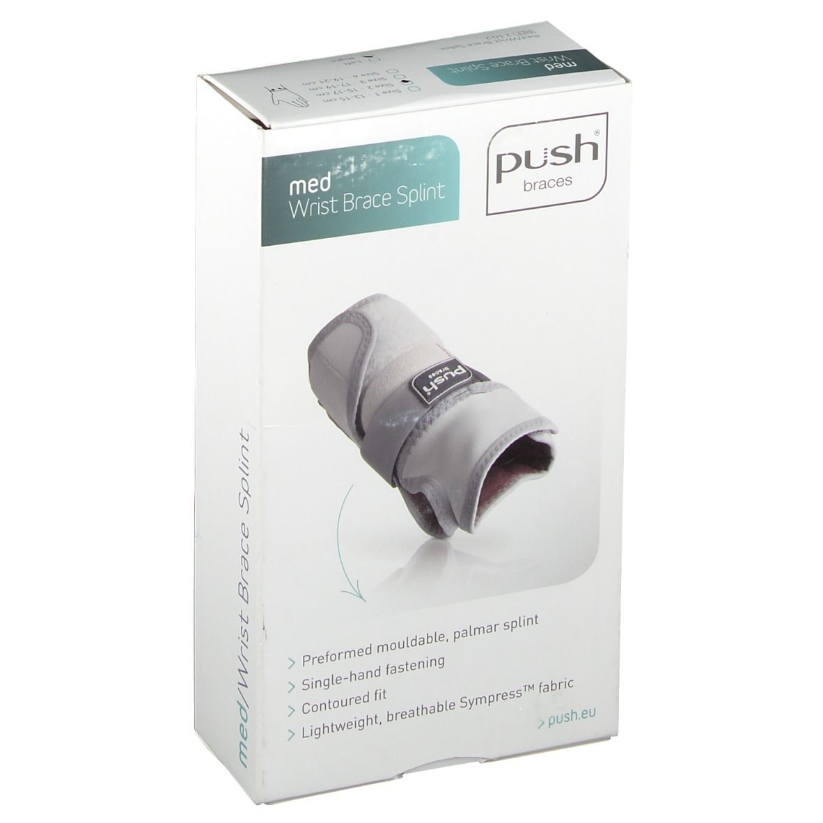 Push Med Bandage de poignet Splint Droite 15-17cm T2