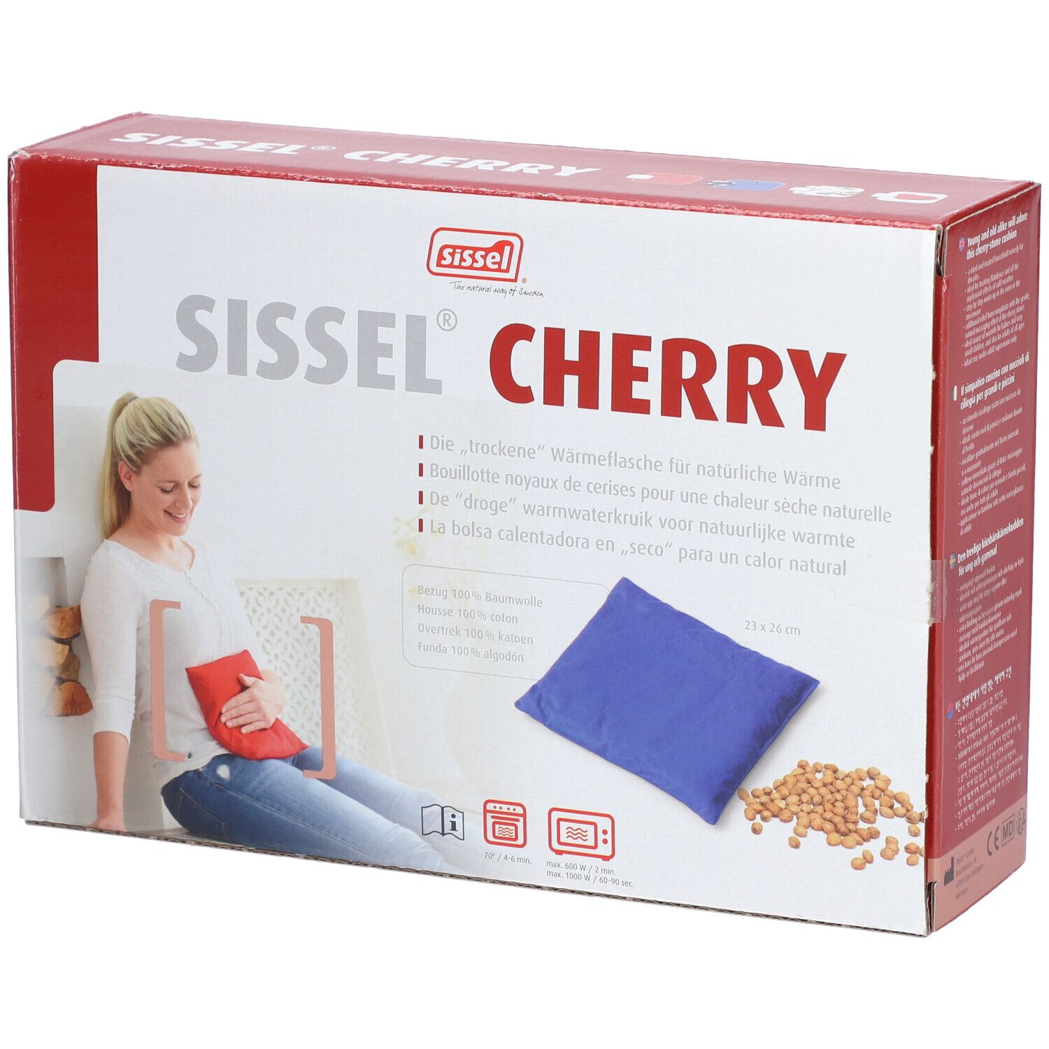 Sissel® Cherry Coussin Noyaux de Cerise 24 cm x 26 cm Bleu
