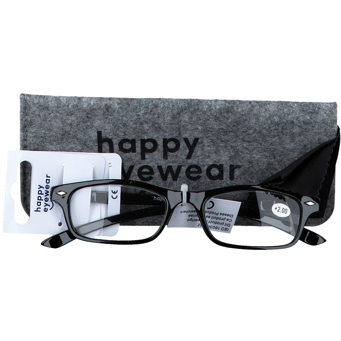 pharmaGLASSES® Lunettes de lecture Noir +2.00