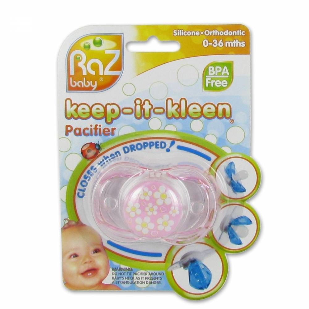 RaZ Baby® Keep-It-Kleen® Pacifier Sucette Pink Flower and Hearts (Couleur non sélectionnable)