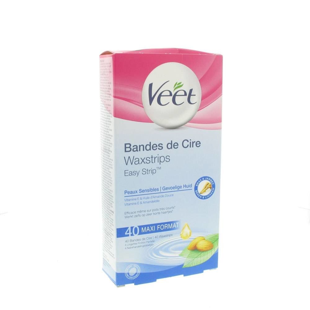 Veet® Bandes de Cire Froide Easy-Gelwax™ Peaux Sensibles ...
