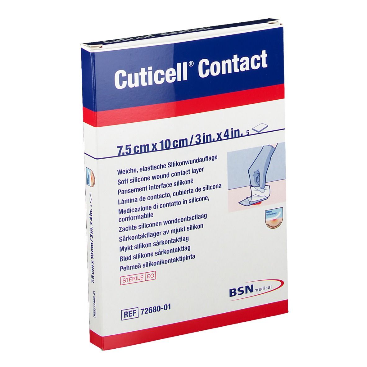 Cuticell® Contact Pansement de contact en silicone 7,5 x 10 cm