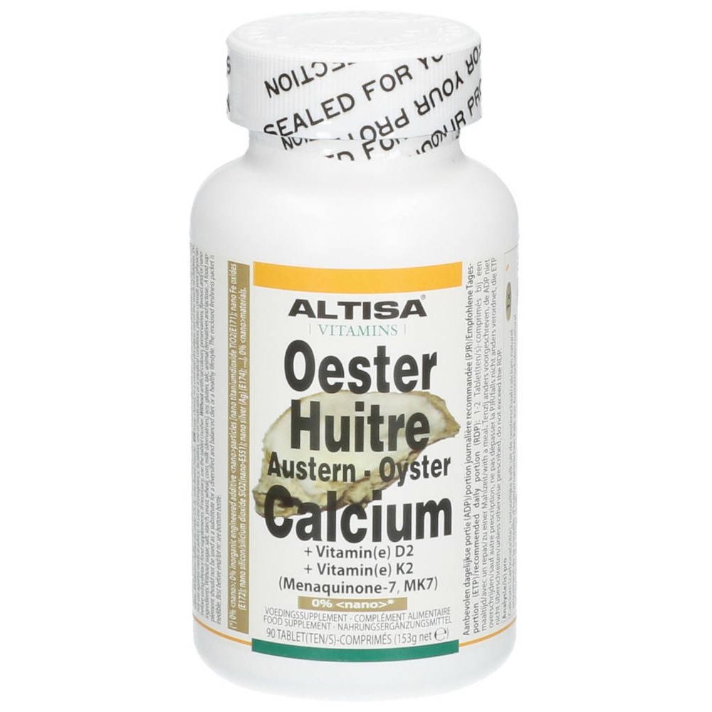 Altisa Calcium coquilles d'huître 500 mg + Vitamine D2 + Vitamine K2