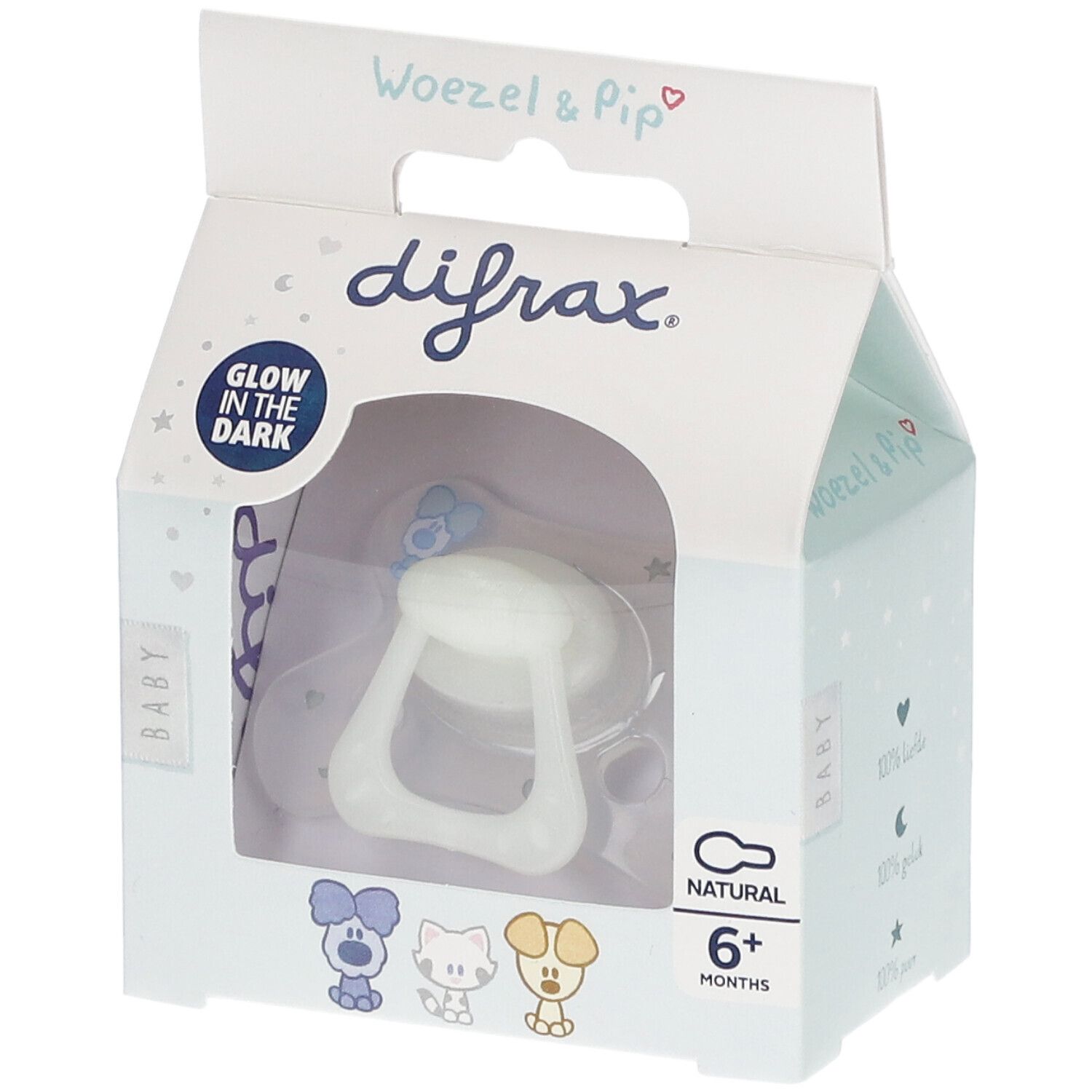 Difrax® Sucette Natural 6 mois+ Woezel & Pip