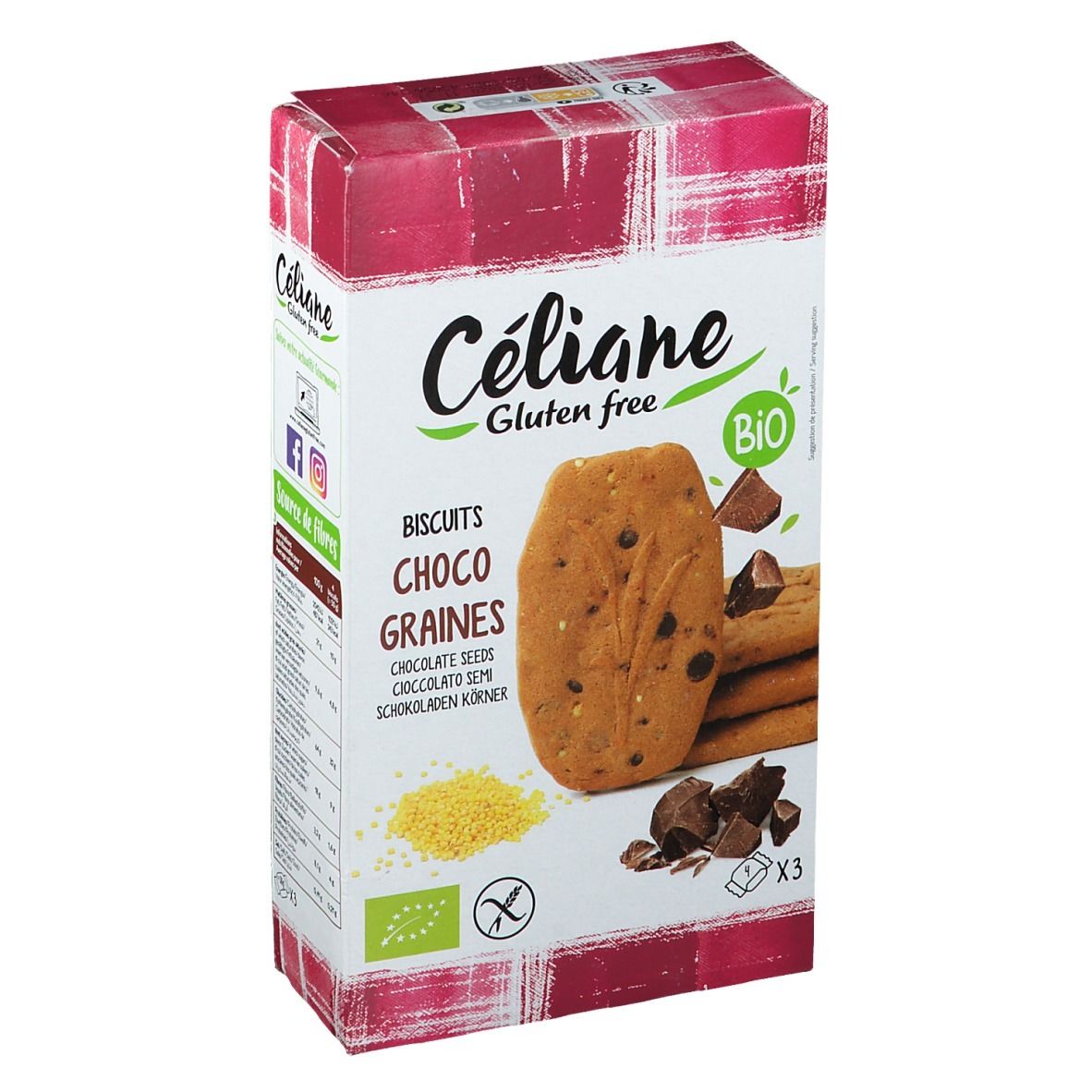 Céliane Gluten free Biscuits Choco graines