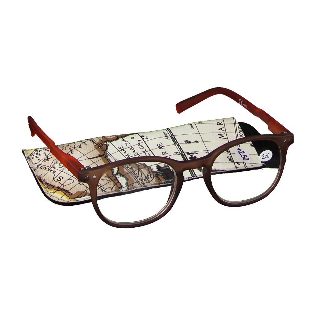 pharmaGLASSES® Lunettes de lecture ronde Brun - Orange +2.50
