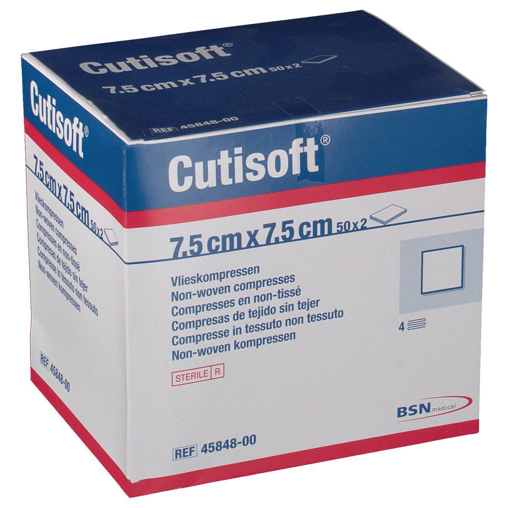 Cutisoft® Compresses en non-tissé Stériles 7,5 cm x 7,5 cm