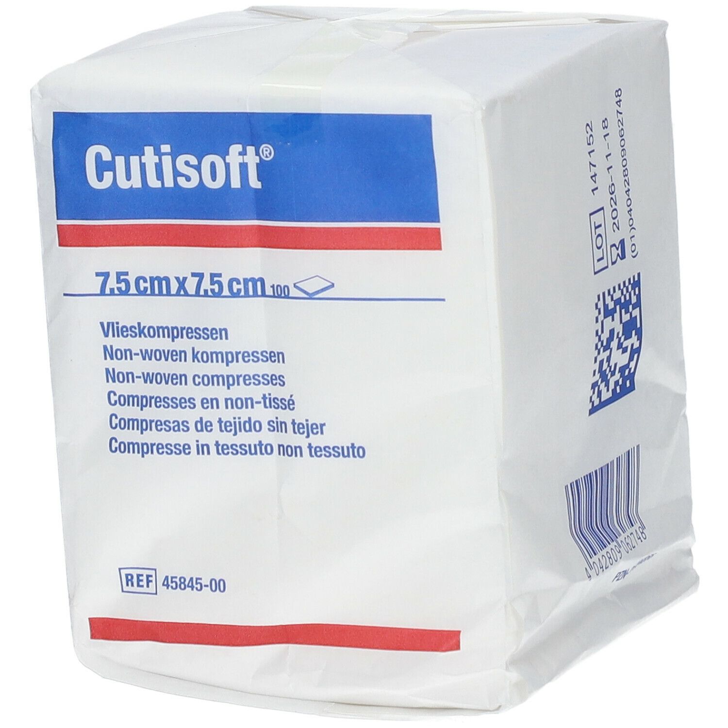 Cutisoft® Compresses en non-tissé non stériles 7,5 cm x 7,5 cm