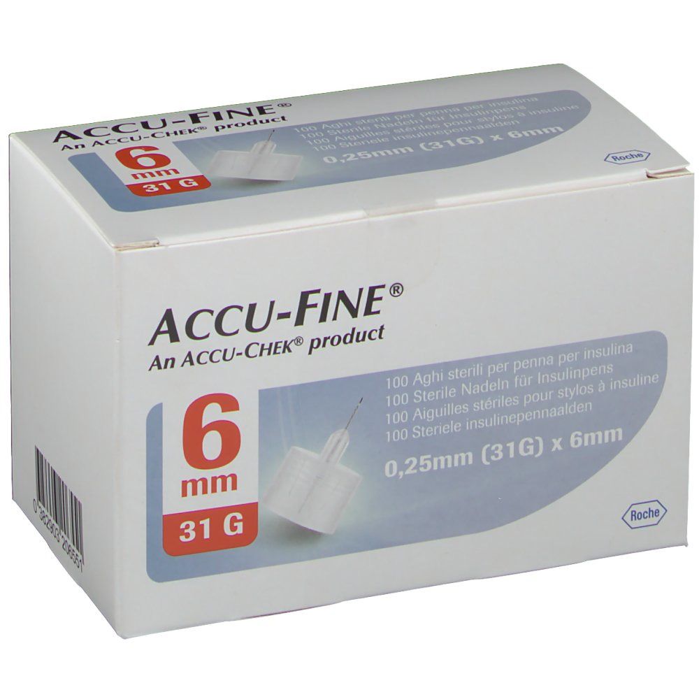 Accu-Fine® Aiguilles stériles 0,25 mm (31G) x 6 mm