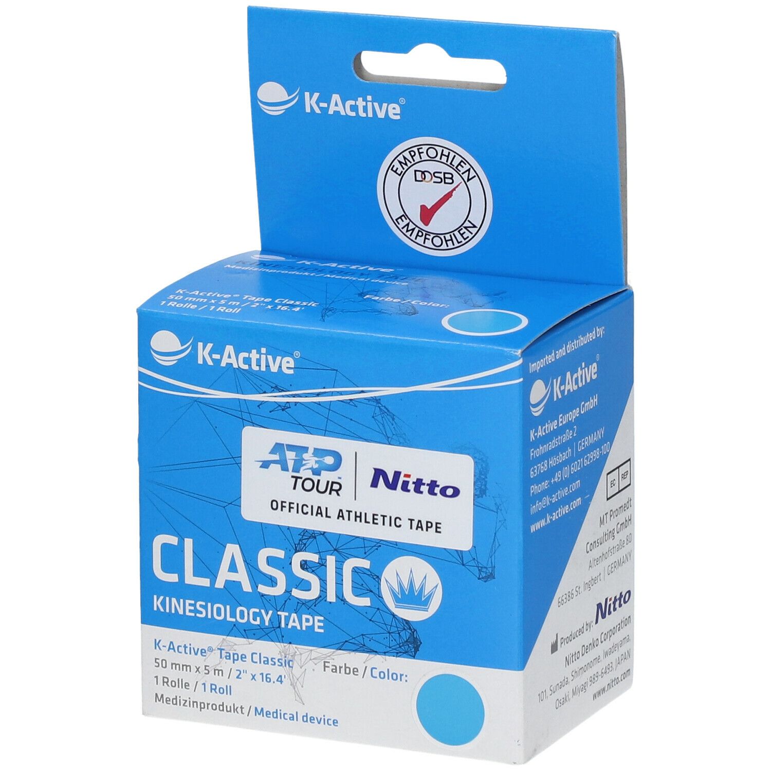 Naqi® K-Active® Tape Classic 5 cm X 5 m Bleu