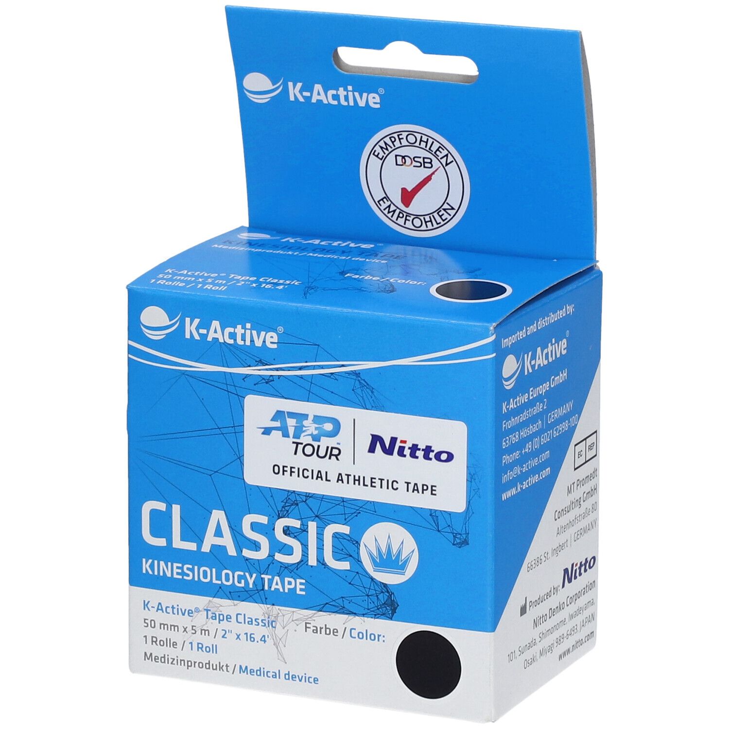 Naqi® K-Active® Tape Classic 5 cm X 5 m Noir