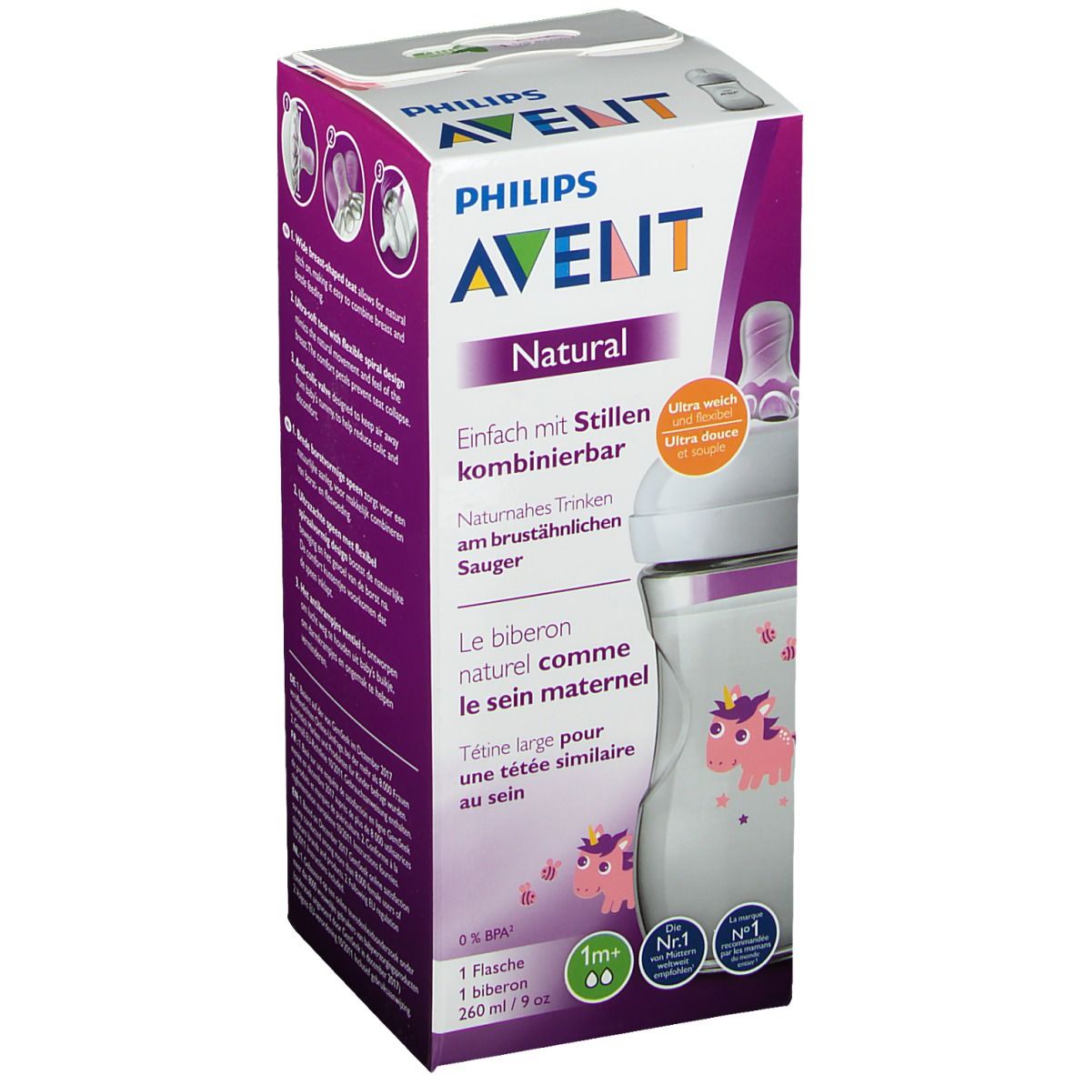 Avent Natural 2,0 Biberon Licorne 260 ml