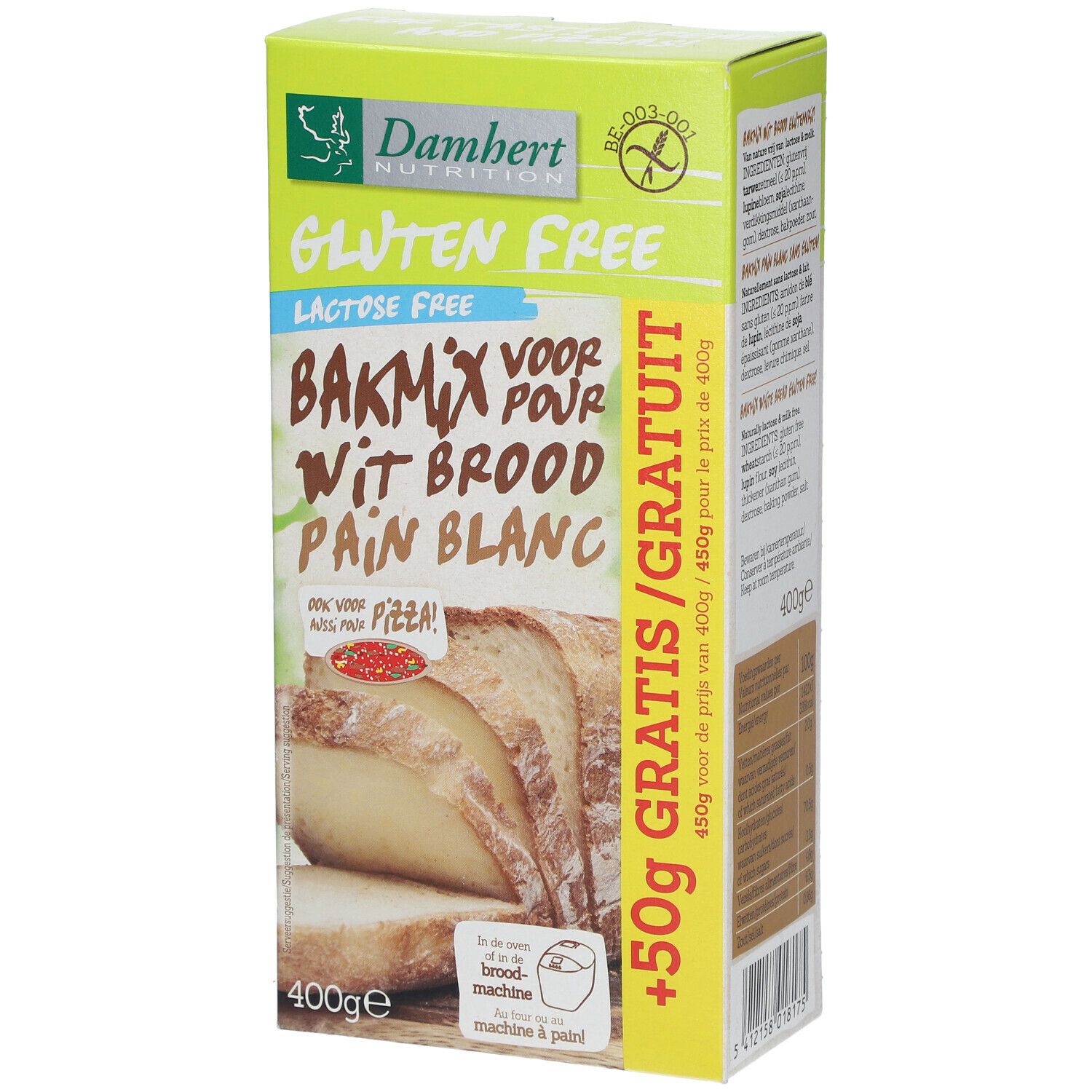 Damhart Gluten Free Mélange pain blanc Lactose Free