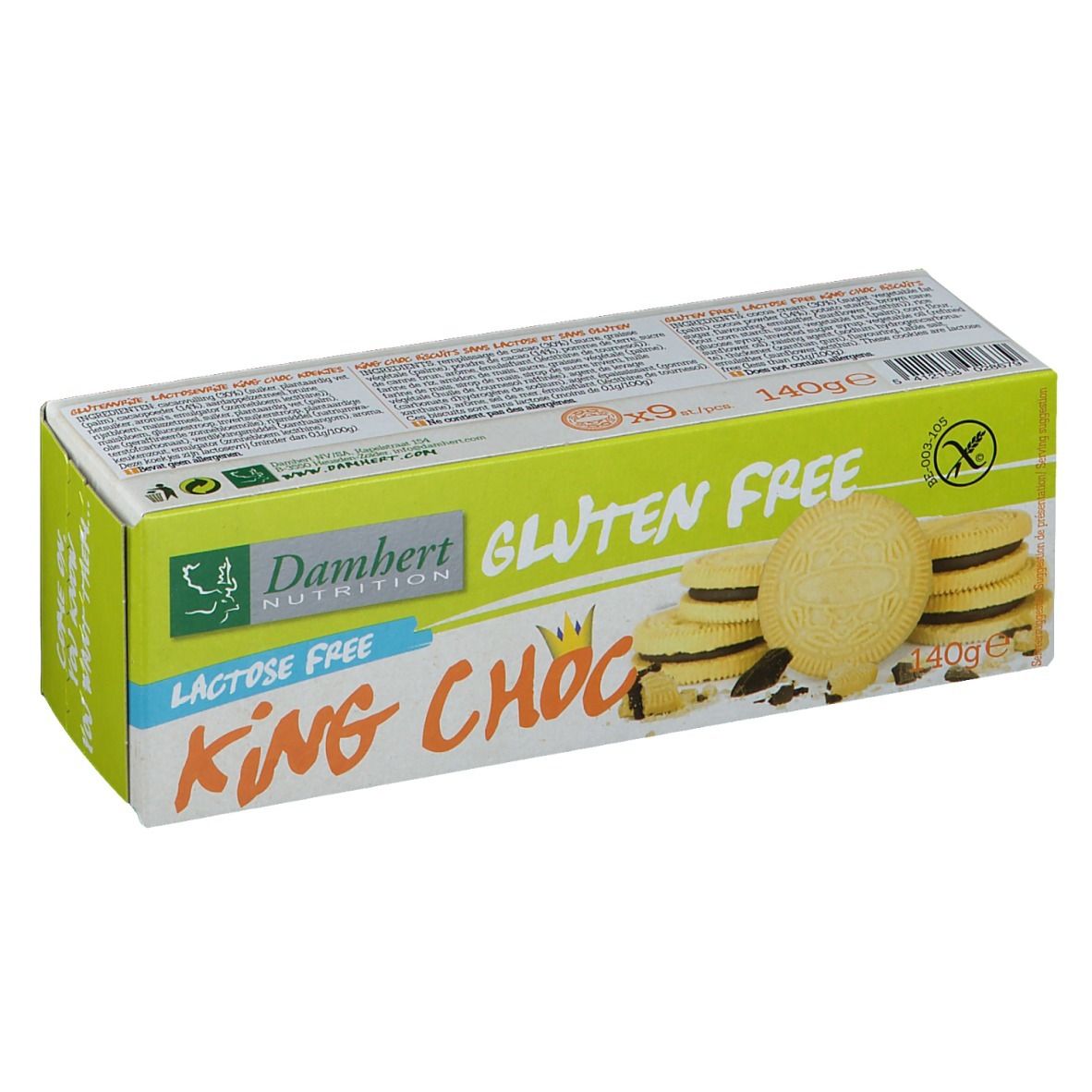 Damhert Gluten Free King Choc biscuits sans lactose