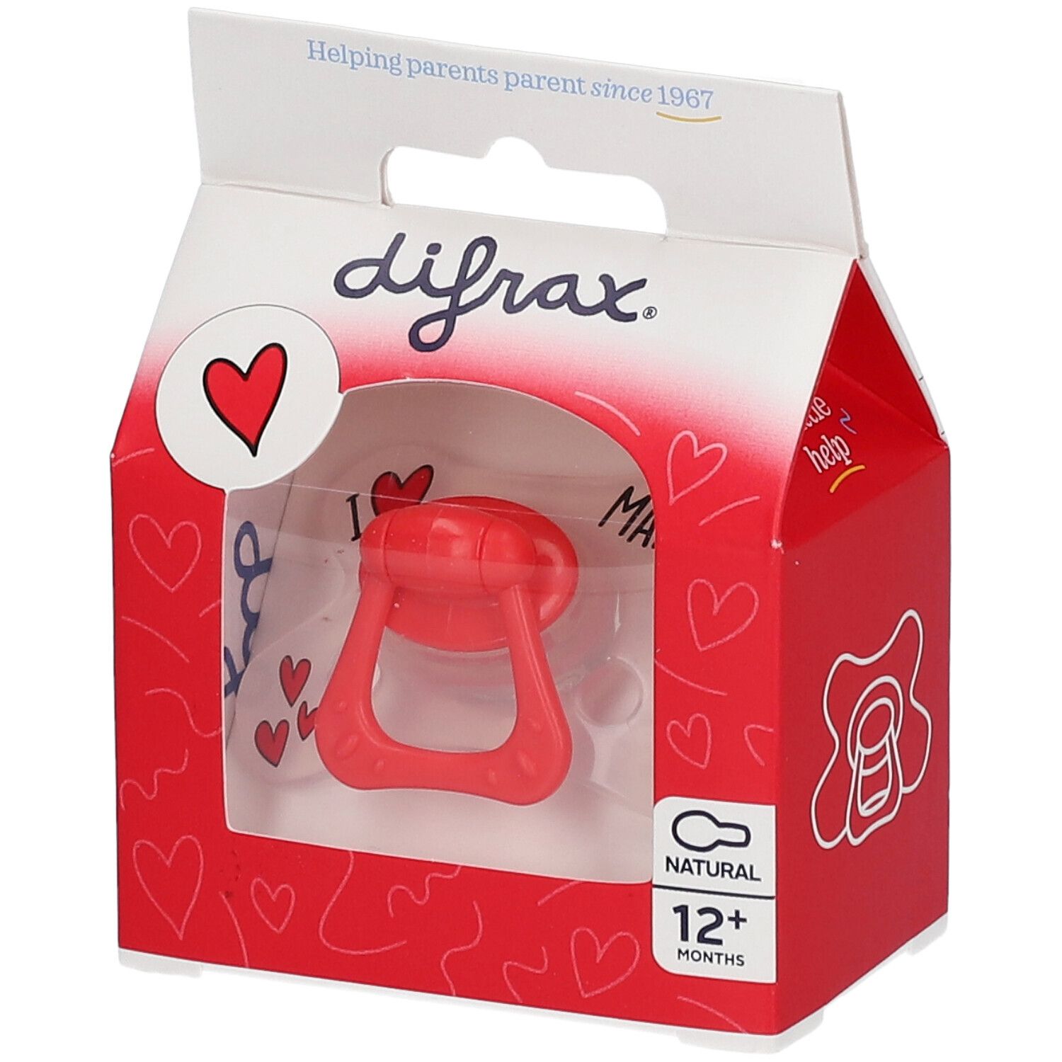 Difrax® Sucette Natural +12 Mois I Love (Couleur non sélectionnable)