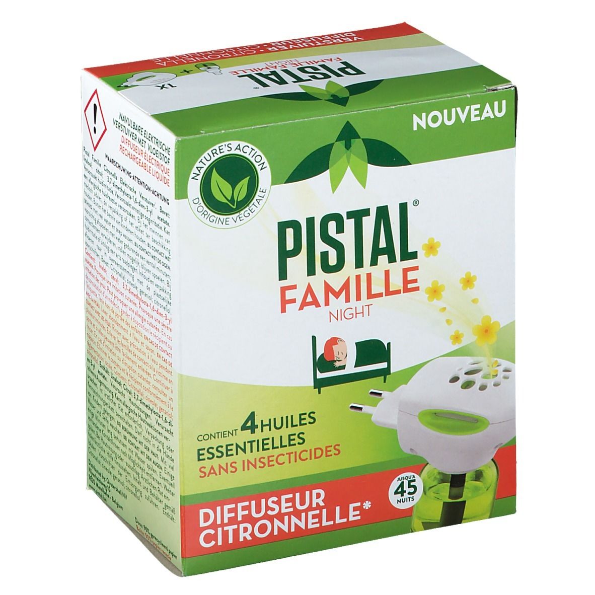 Pistal® Famille Diffuseur électrique Citronnelle Nuit