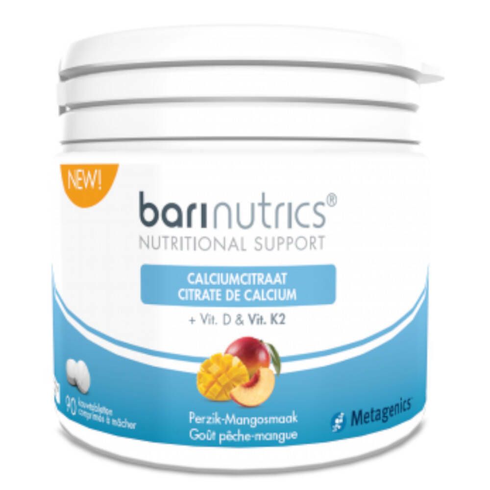 BariNutrics® Citrate de calcium + Vitamines D & K2 Pêche - Mangue