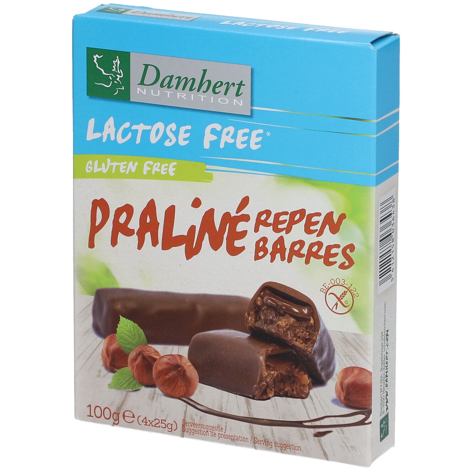 Damhert Lactose Free praliné barres sans gluten