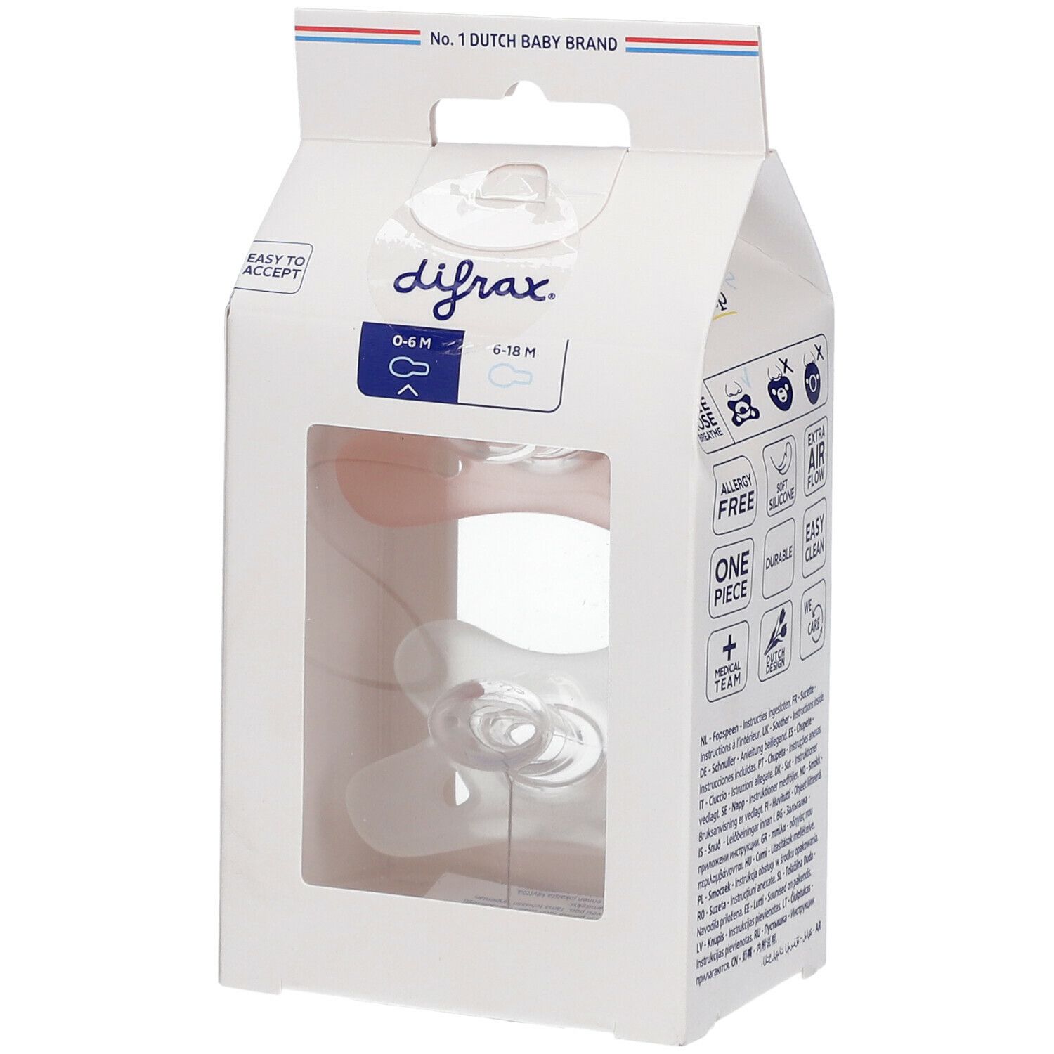 difrax® Sucette Silicone Natural 0-6 Mois Blossom - White (Couleur non sélectionnable)