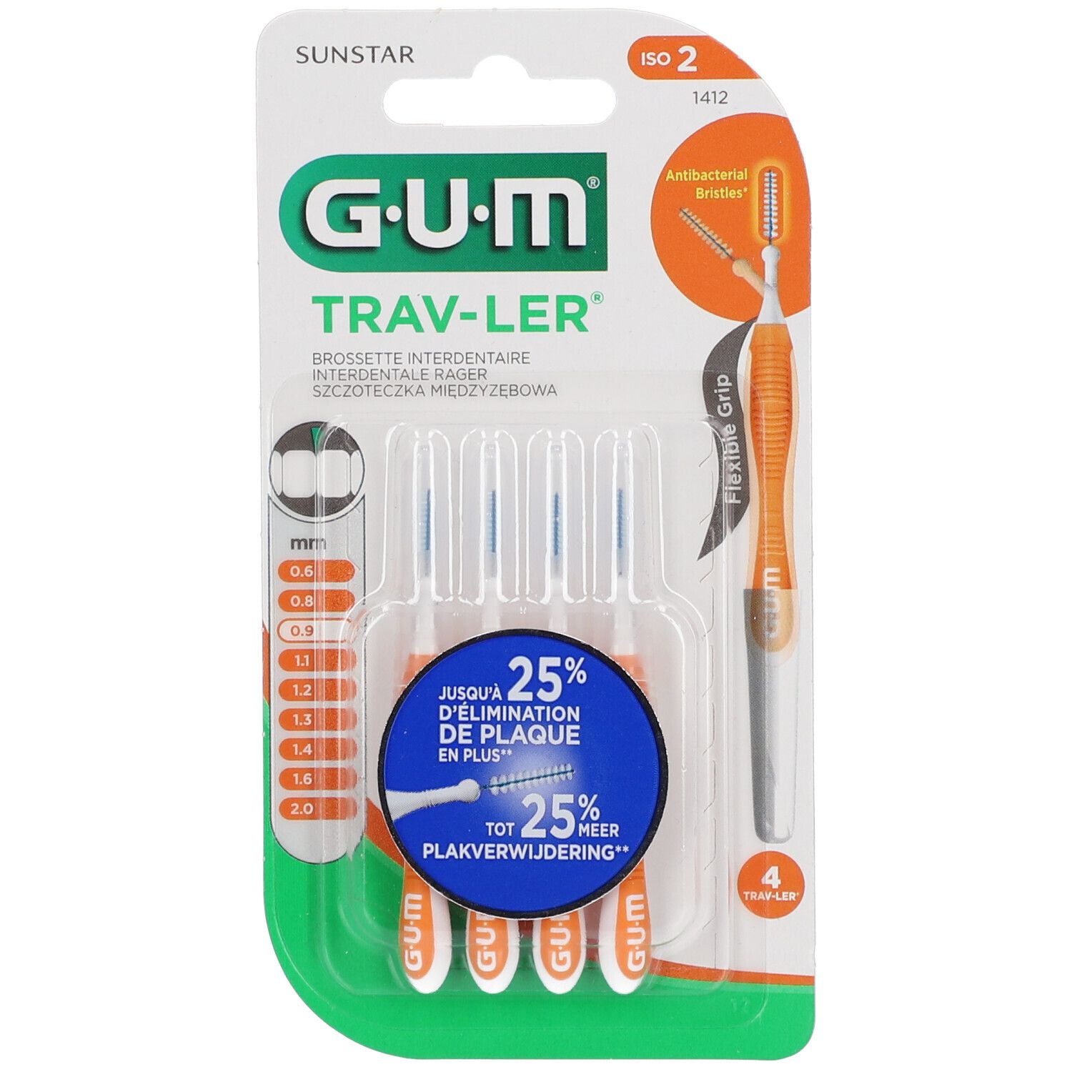 Gum® Proxabrush Trav-ler brossette interdentaire 0.9 mm