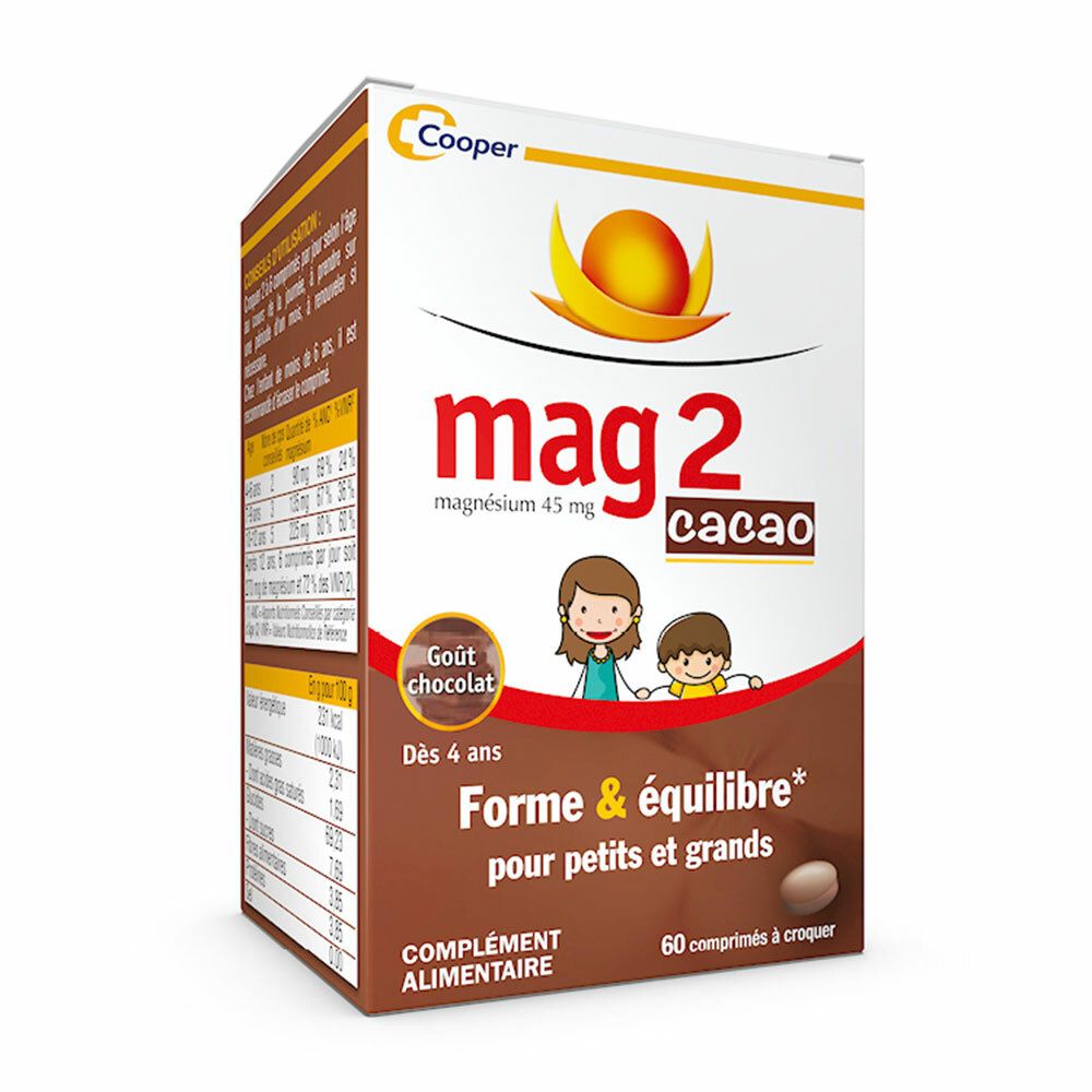 MAG 2 Cacao, complément alimentaire enfants - 60 comprimés
