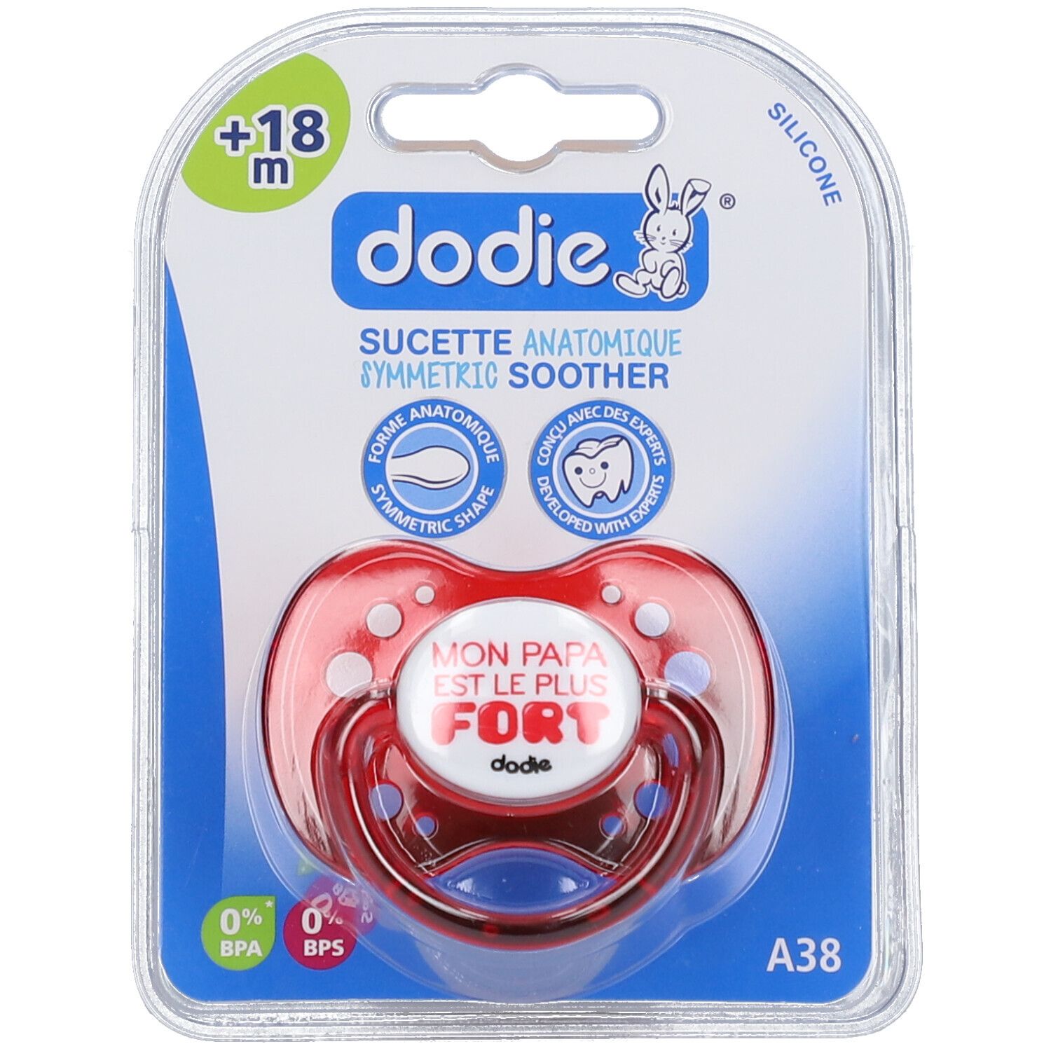 dodie® sucette anatomique silicone garçons +18 mois (Couleur non sélectionnable)