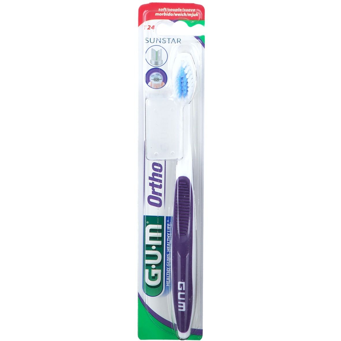 Gum® brosse à dents orthodontique à 3 rangs