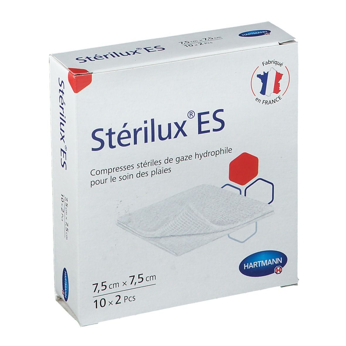 Hartmann Stérilux® ES Compresses de gaze stériles 7,5 cm x 7,5 cm