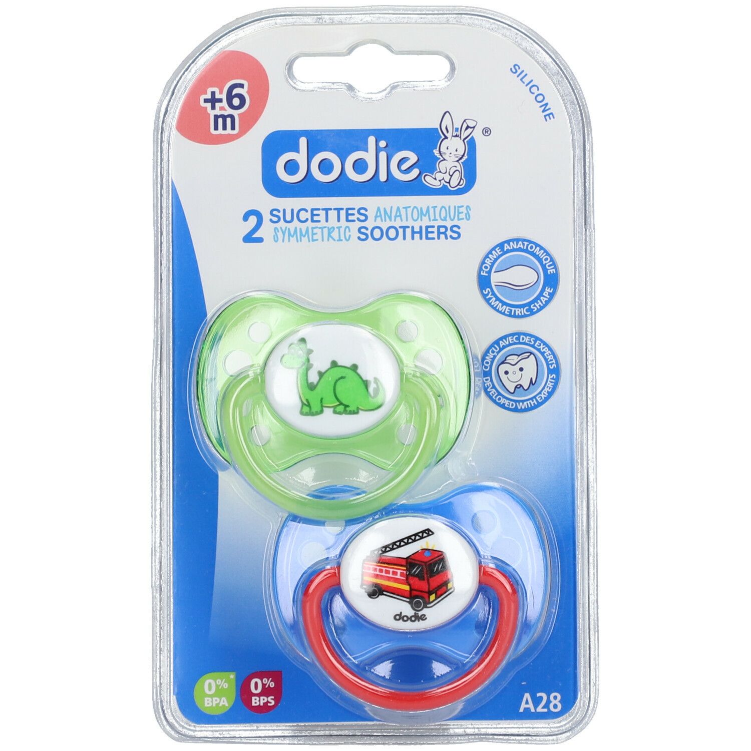 dodie® 2 Sucettes silicone +6 mois (Couleur non sélectionnable)