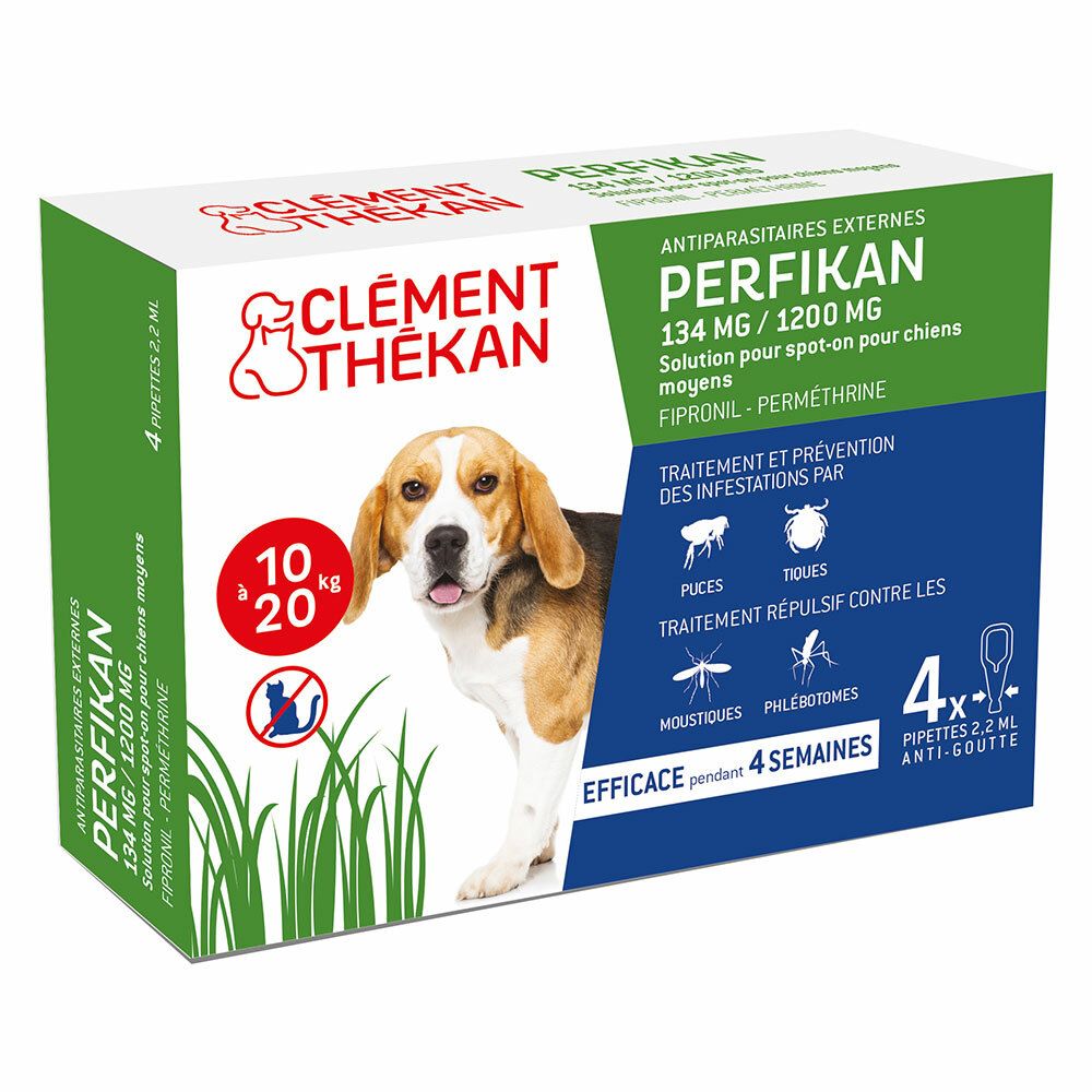 Clément Thékan Perfikan 134 mg/1200 mg Spot-on Chien 10-20 kg