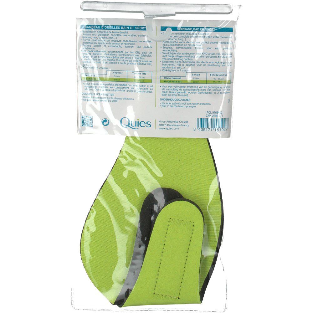 Quies Protection auditive bandeau d’oreilles Bain & sport 58 cm