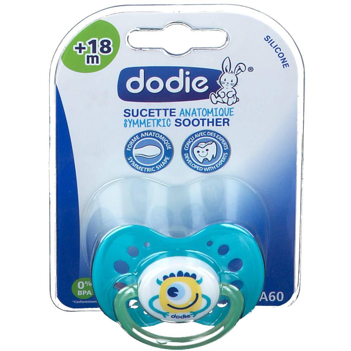 dodie® Sucette +18 mois 'Fluo Monstres' silicone avec anneau