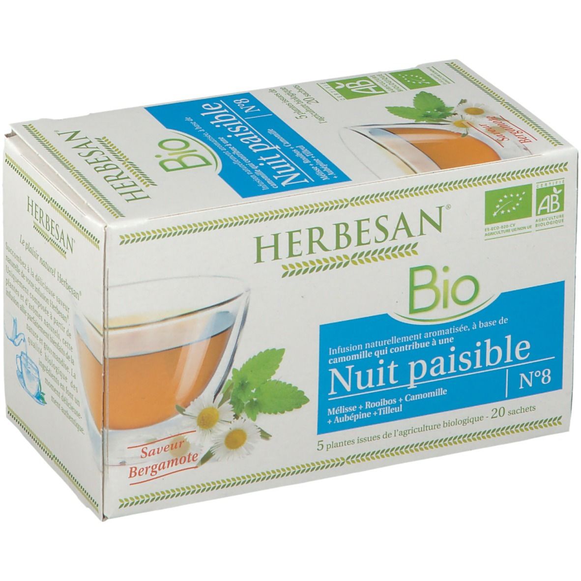 Herbesan Infusion Camomille – Nuit Paisible Bio N° 8