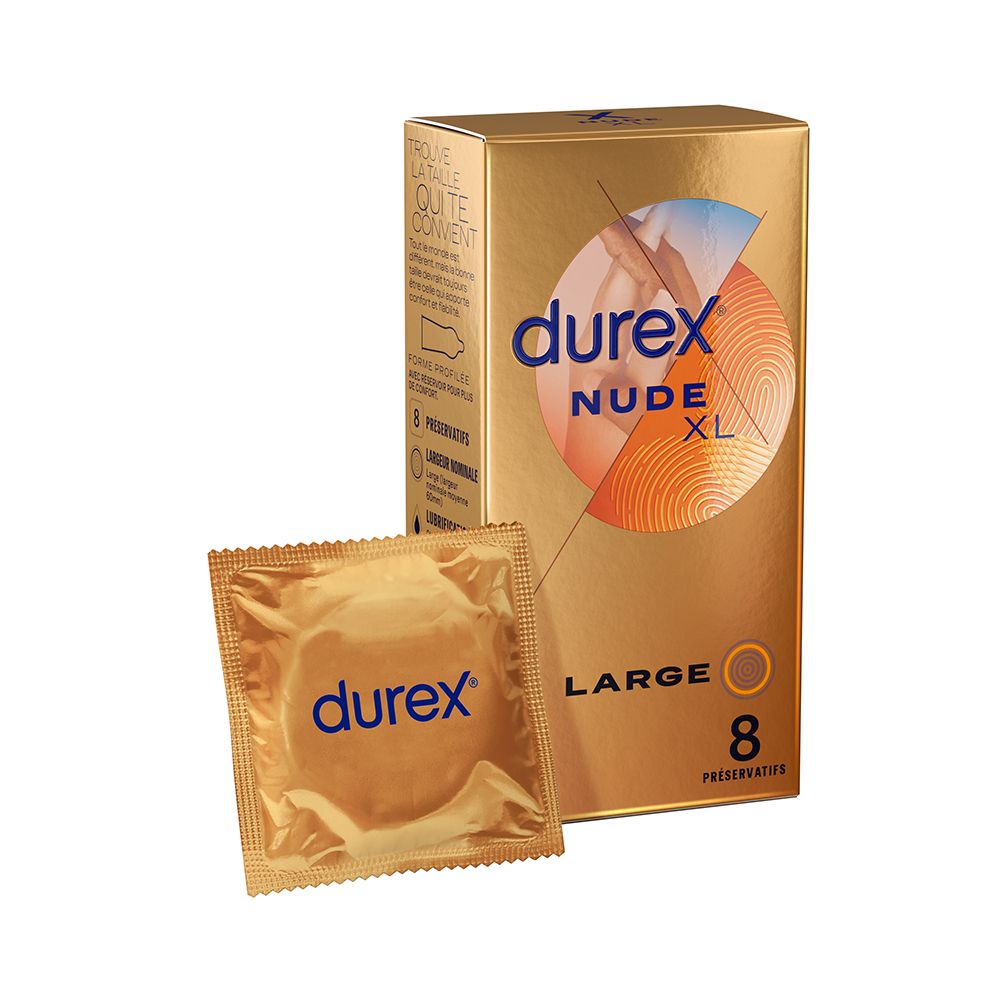 Durex - Préservatifs Nude XL Extra Large - 8 Préservatifs