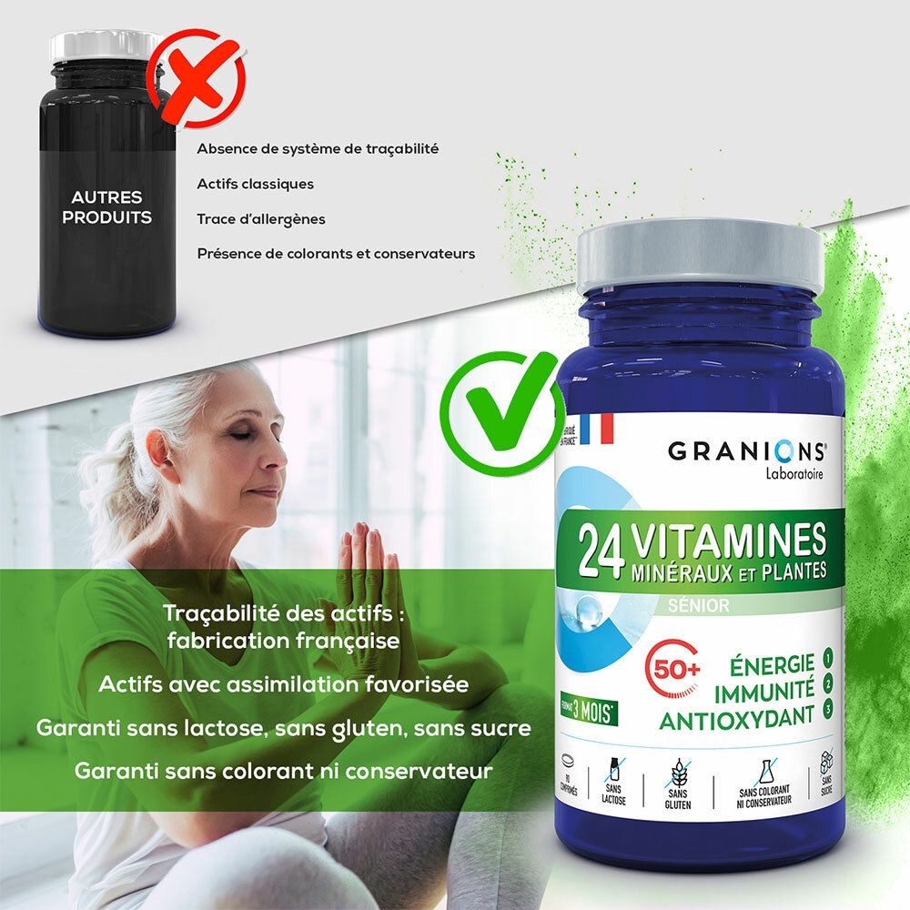 Laboratoire des Granions® 24 Vitamines Minéraux et Plantes - Sénior