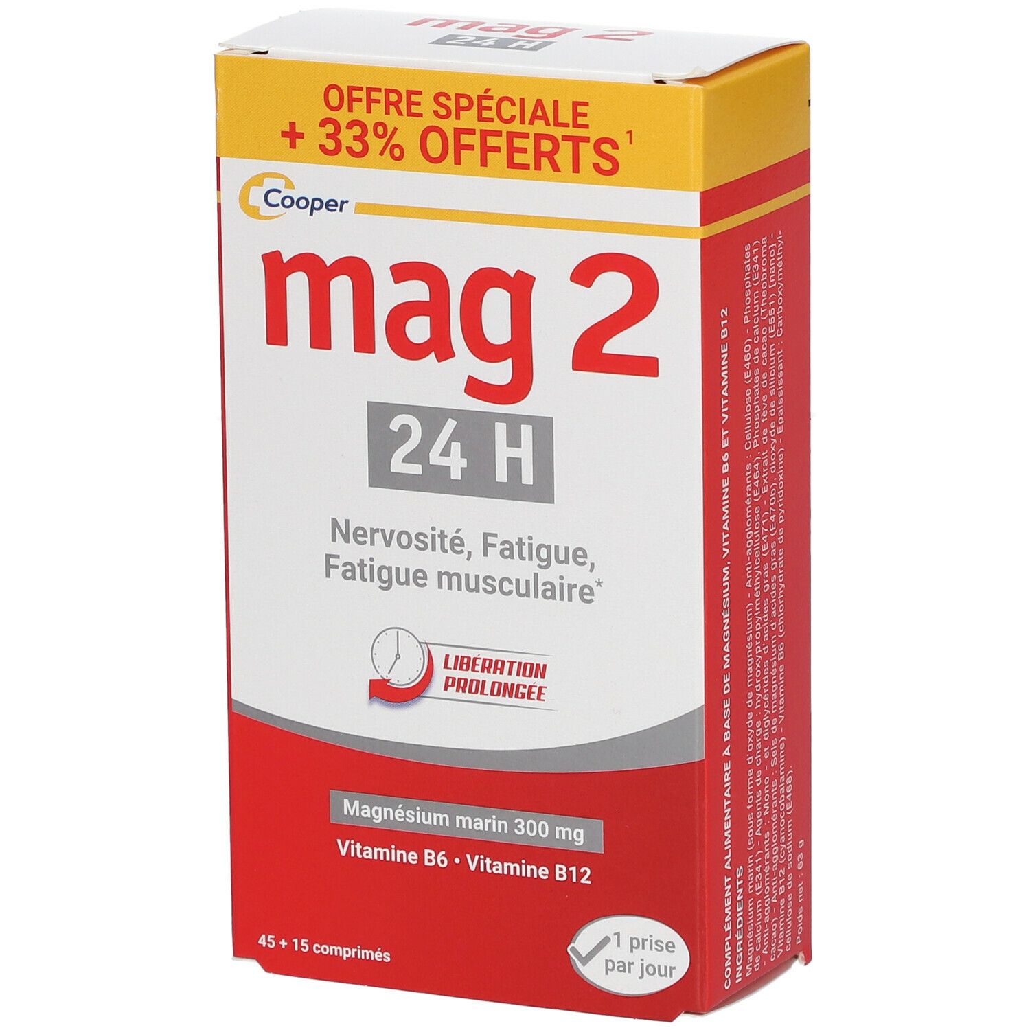 MAG 2 24H, complément alimentaire au magnésium marin - 45 + 15 comprimés