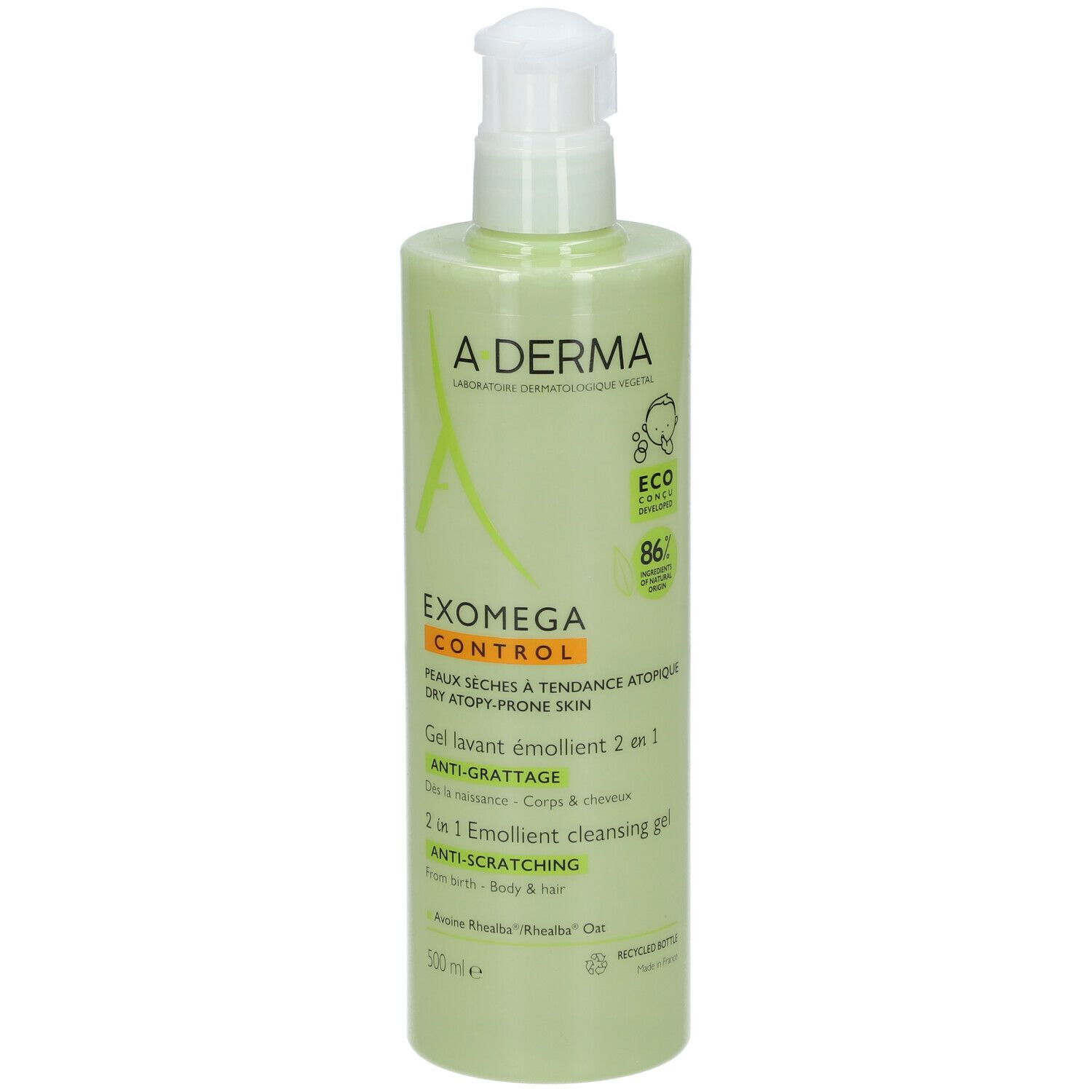 A-Derma Exomega Control Gel lavant émollient 2 en 1 anti-grattage
