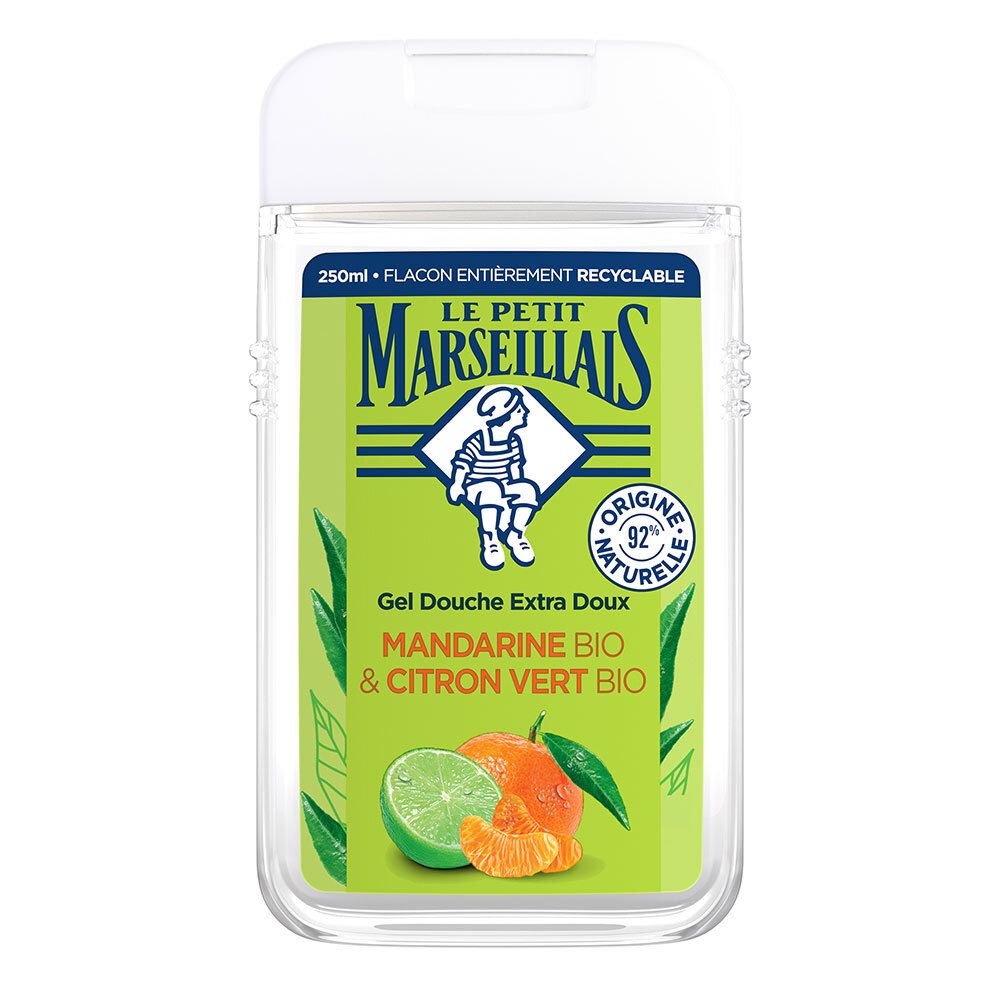 Le Petit Marseillais Gel Douche & Bain Extra Doux, Mandarine Bio & Citron Vert Bio, 250 ml