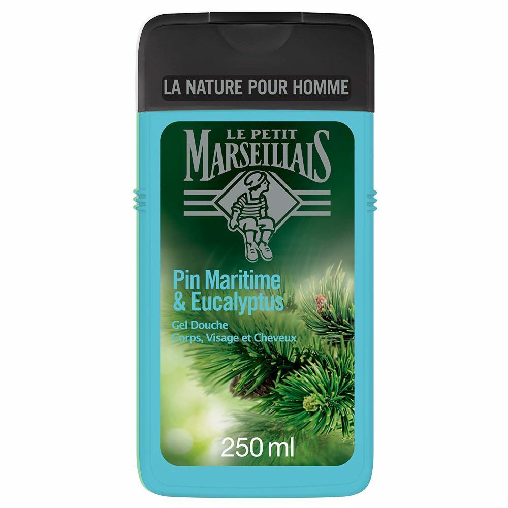 Le Petit Marseillais Gel Douche Homme Corps et Cheveux Pin Maritime & Eucalyptus Flacon, 250 ml