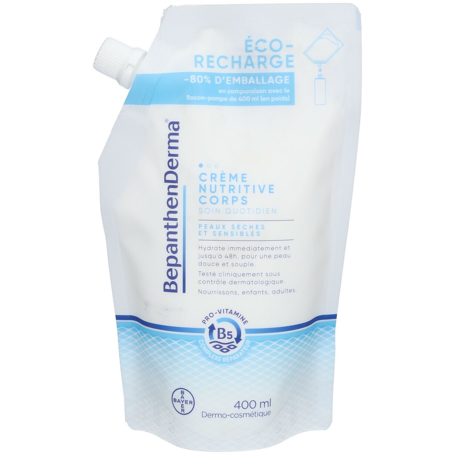 BepanthenDerma® Crème Nutritive Corps Éco-Recharge 400ml Peaux sèches et sensibles