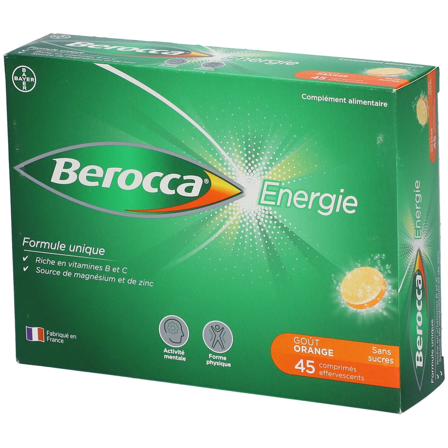 Berocca Energie Orange Vitamine B et C, magnésium et Zinc 45 cps effervescents