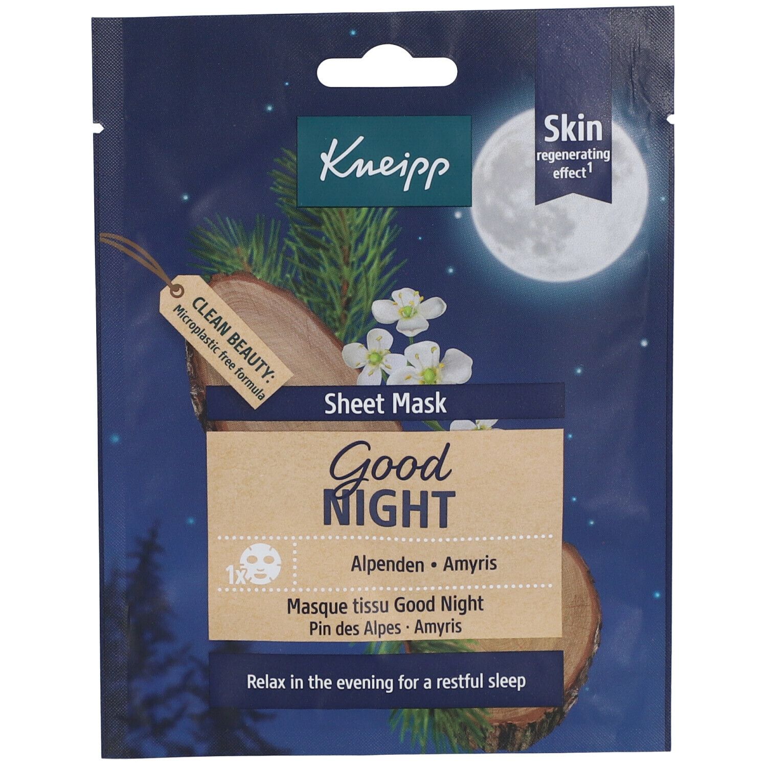 Kneipp® Masque en tissu visage - Pin / Amyris - Good Night