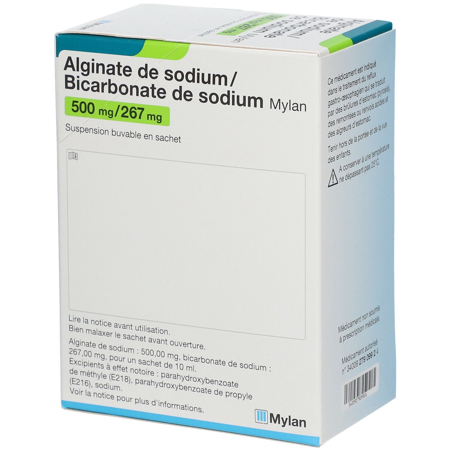 Alginate De Sodium/Bicarbonate De Sodium 500 Mg/267 Mg Mylan 24 Pc(s ...