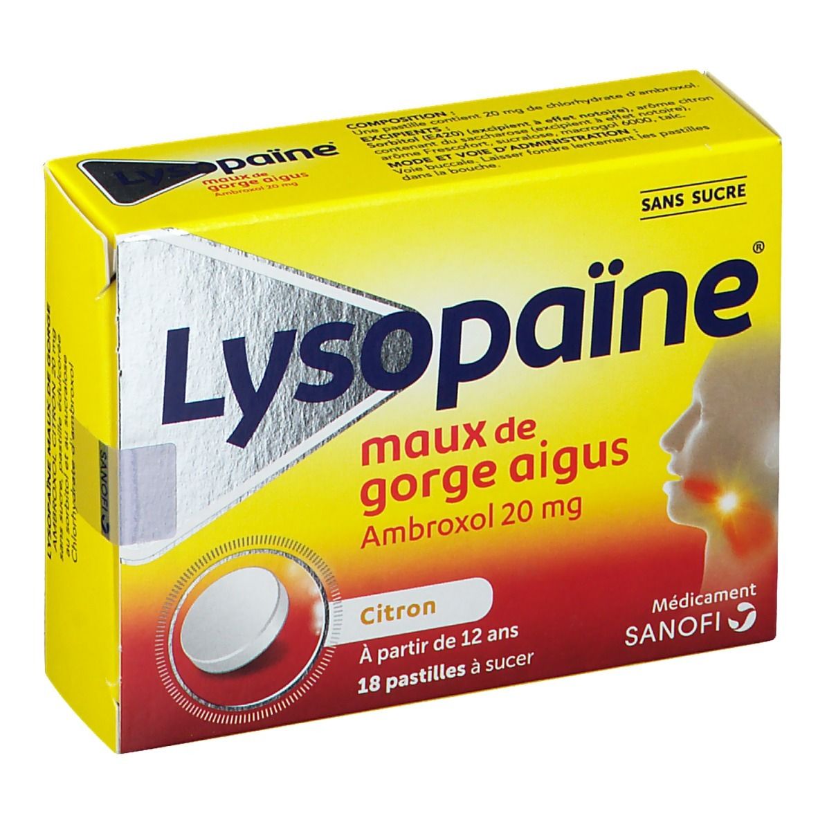 Lysopaïne® Ambroxol 20 mg Citron s/s