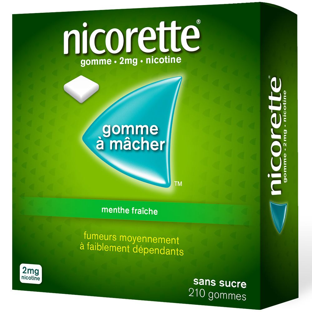 Nicorette® Gomme 2 mg Menthe fraiche sans sucre